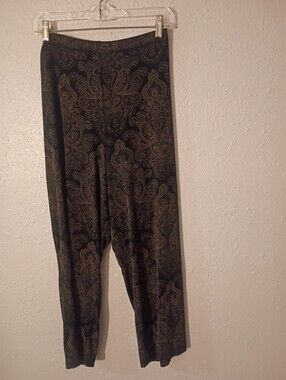 Coldwater Creek Black and Tan Paisley Lounge Pants